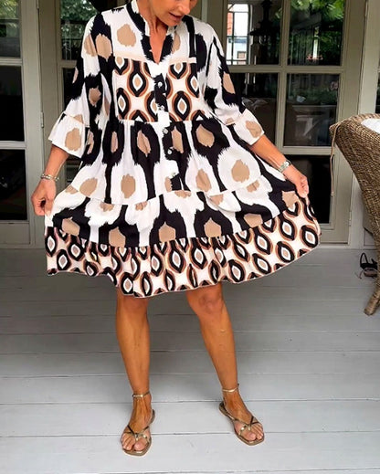 Ikat Print Tiered Tunic Dress