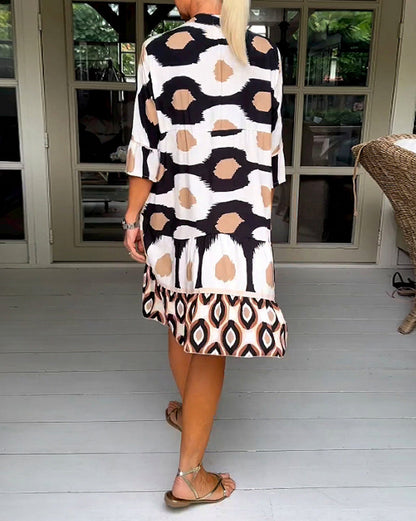 Ikat Print Tiered Tunic Dress