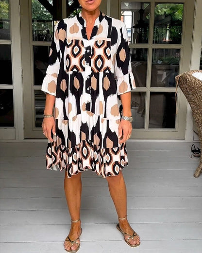 Ikat Print Tiered Tunic Dress