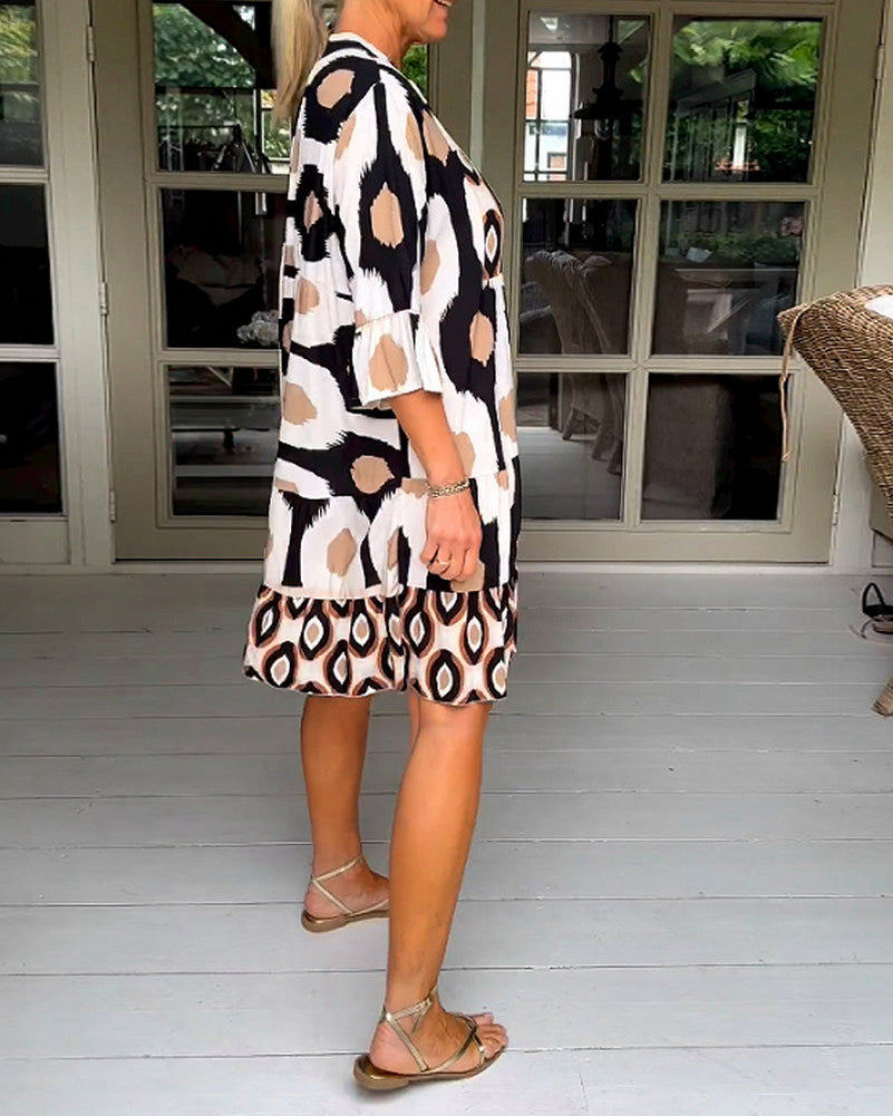 Ikat Print Tiered Tunic Dress