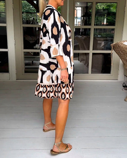 Ikat Print Tiered Tunic Dress