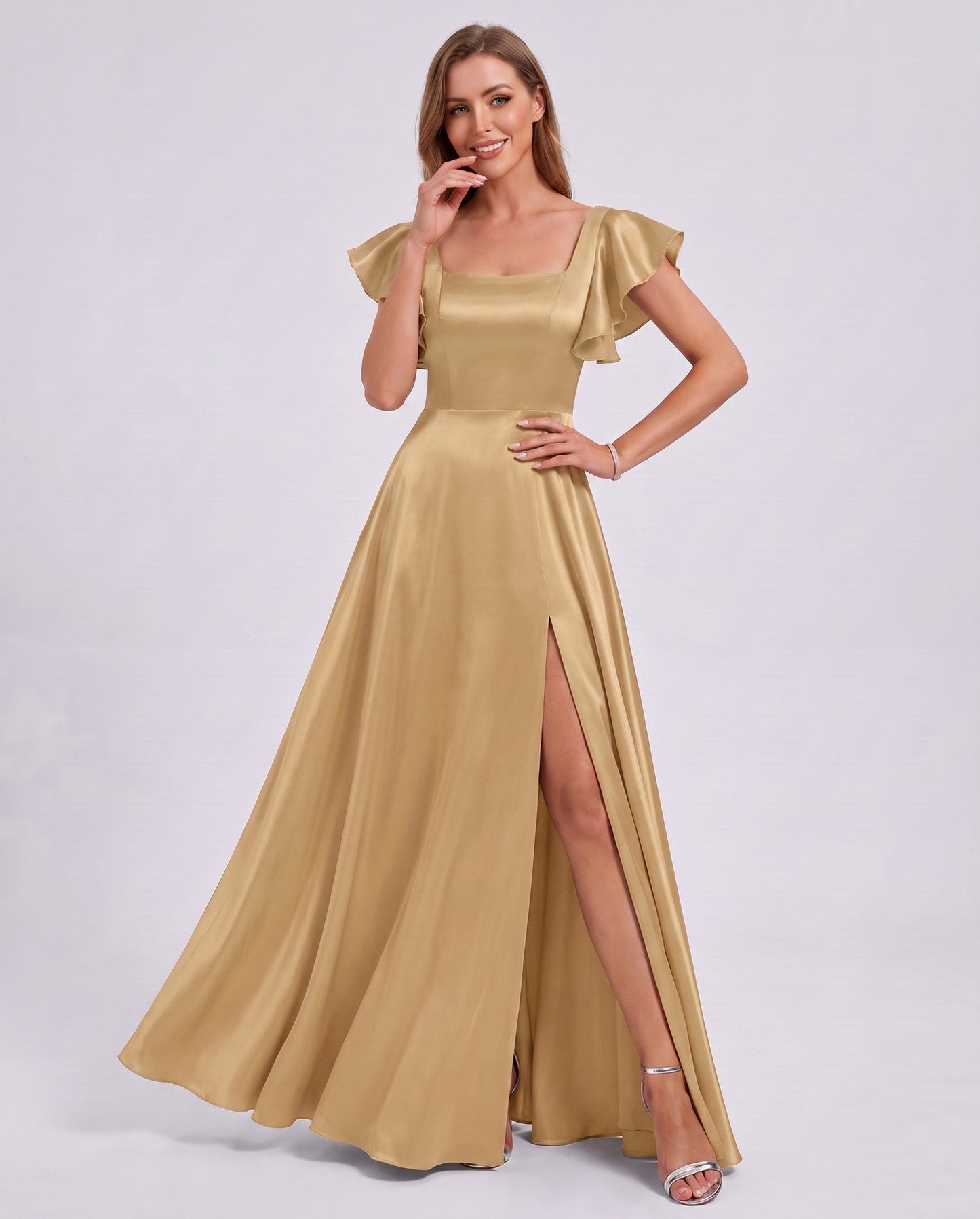 Satin Square Neck Maxi Dress