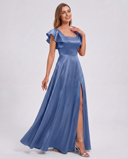 Satin Square Neck Maxi Dress