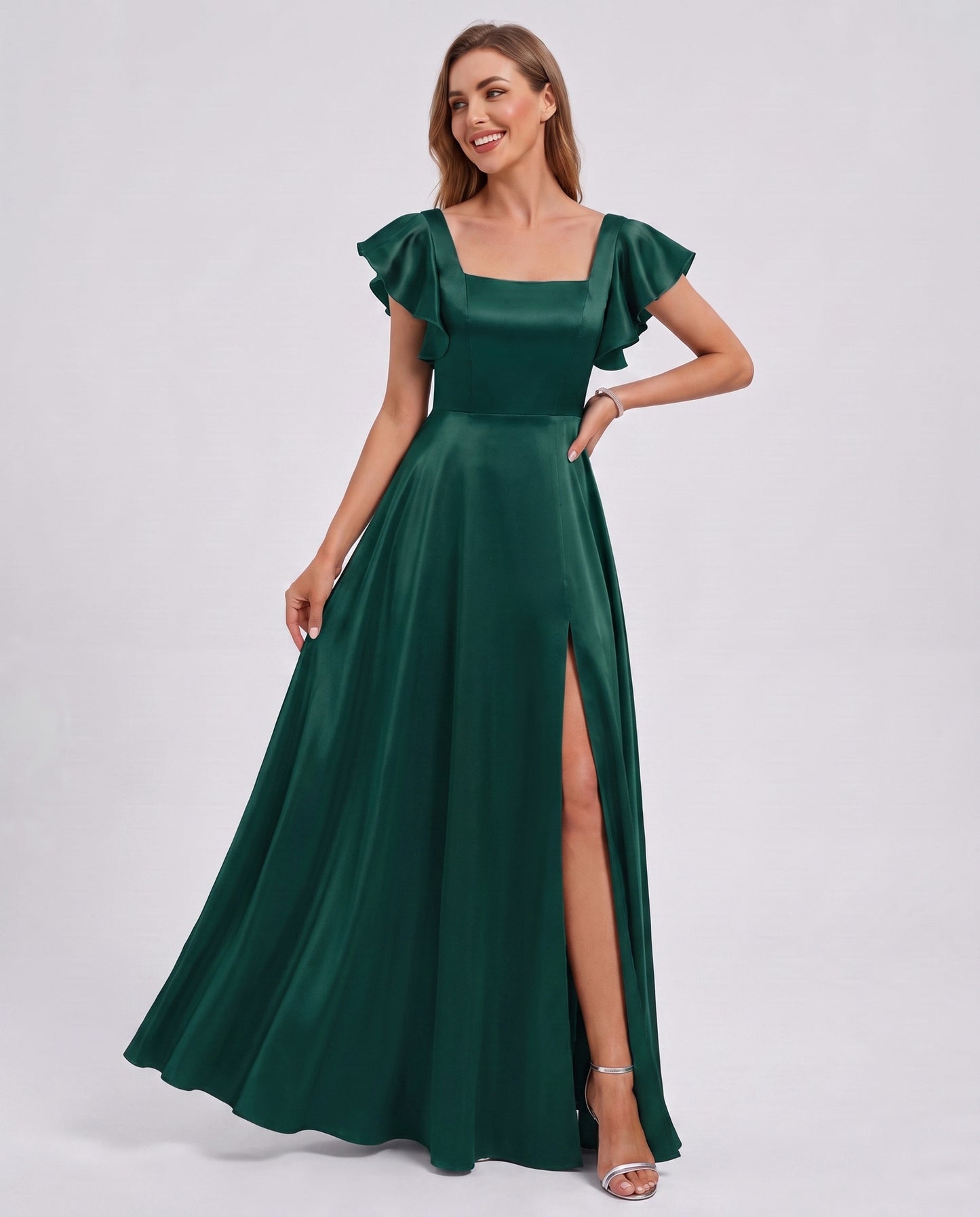 Satin Square Neck Maxi Dress