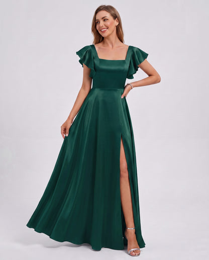 Satin Square Neck Maxi Dress