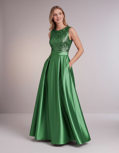 Sequin Pleated Ball Gown