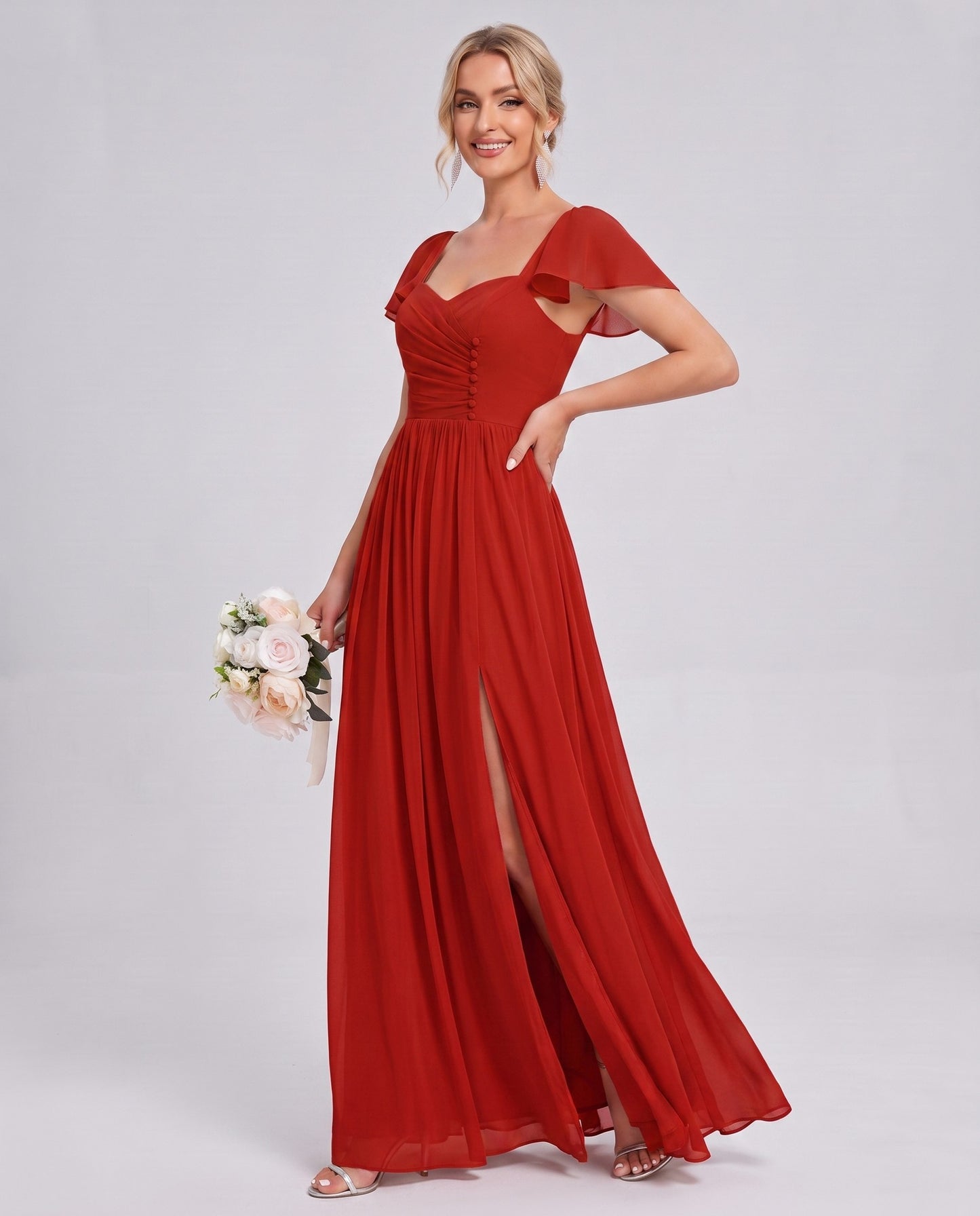 Chiffon Ruched Maxi Dress