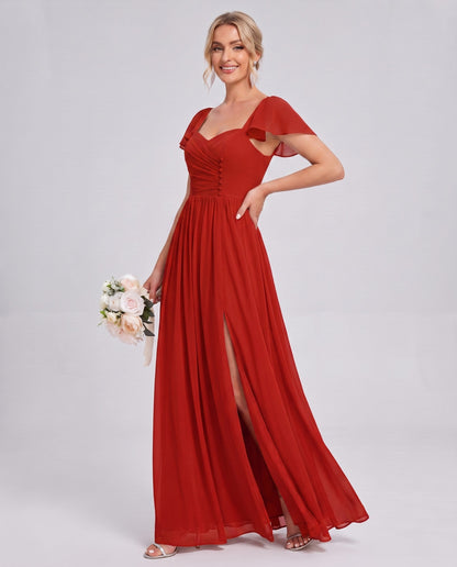 Chiffon Ruched Maxi Dress