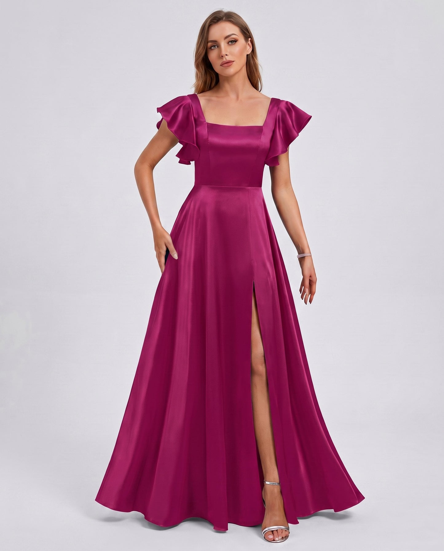 Satin Square Neck Maxi Dress