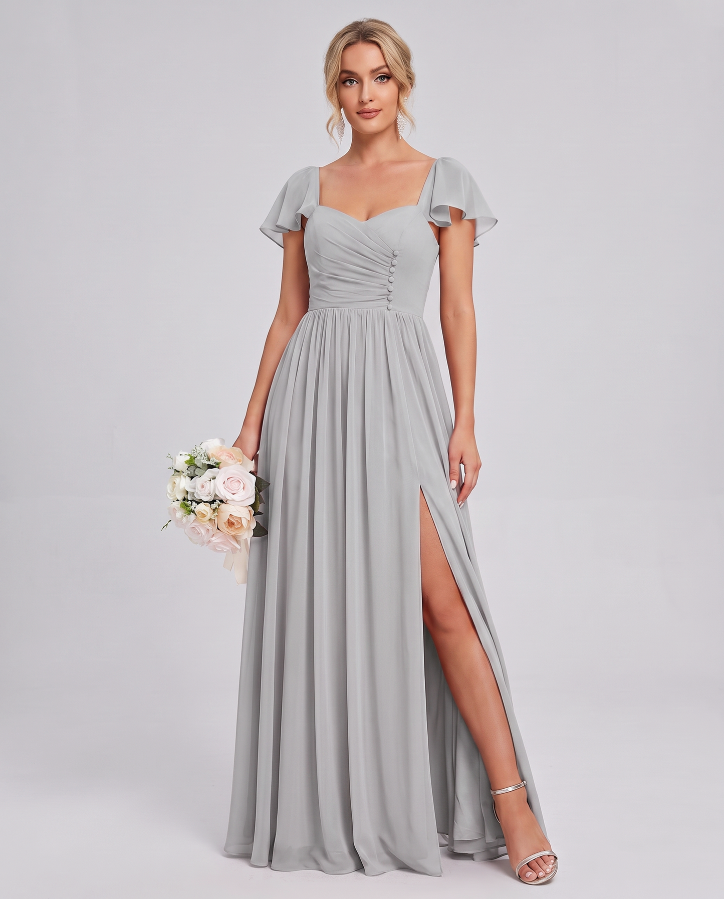 Chiffon Ruched Maxi Dress