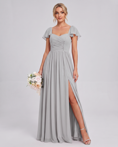 Chiffon Ruched Maxi Dress