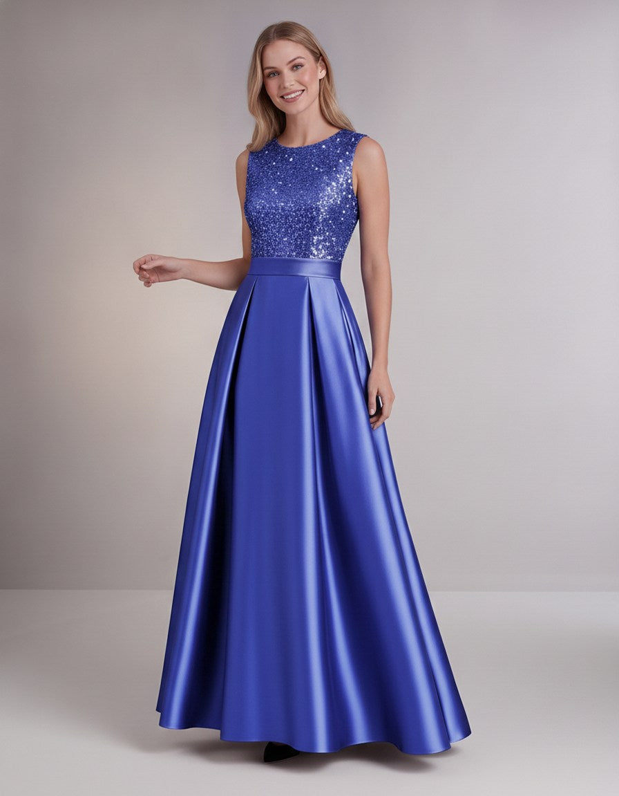 Sequin Pleated Ball Gown
