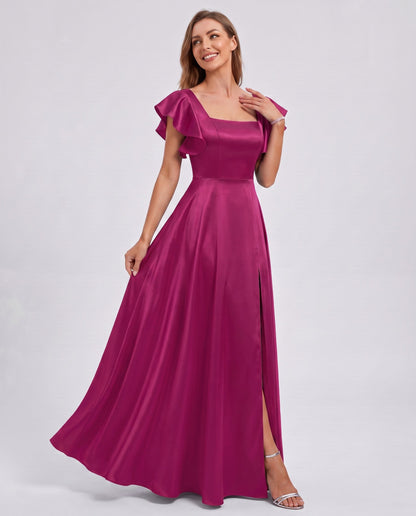 Satin Square Neck Maxi Dress