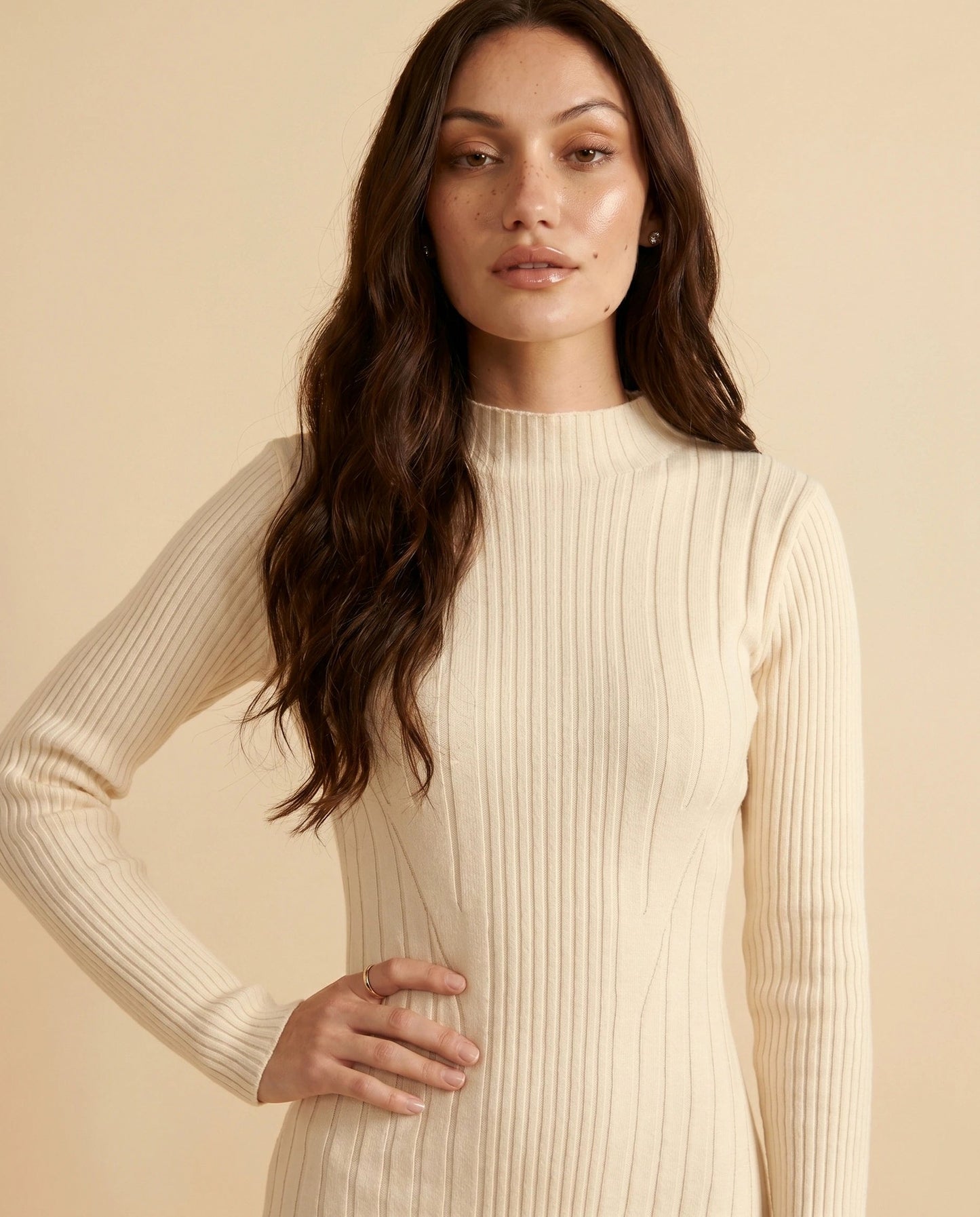 Ribbed Long Sleeve Mini Dress