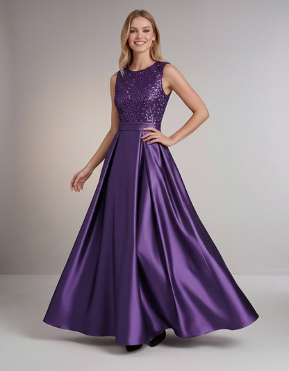 Sequin Pleated Ball Gown