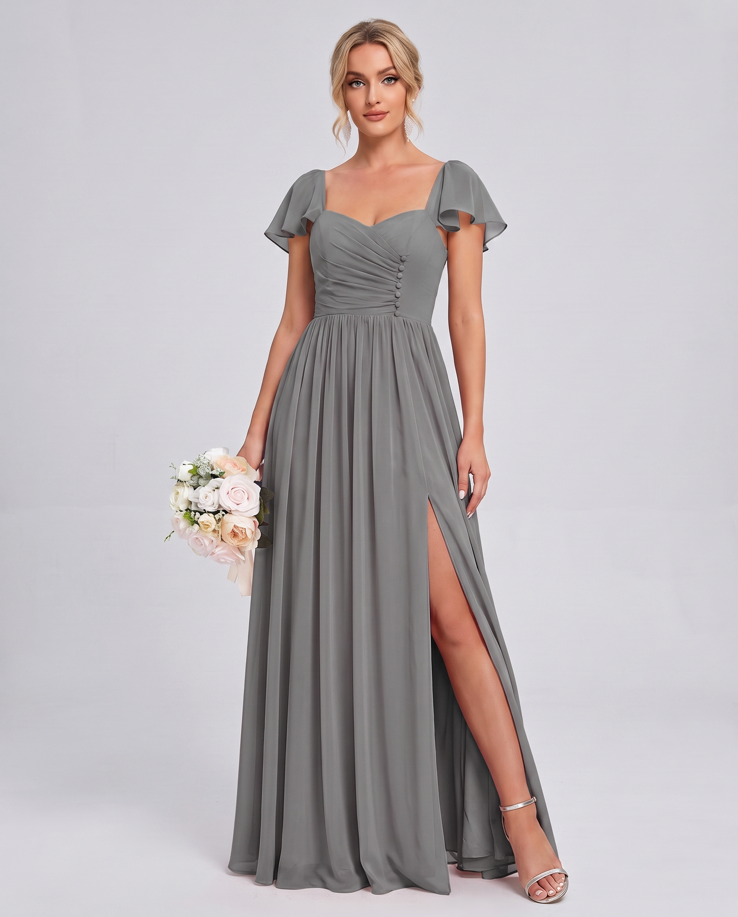 Chiffon Ruched Maxi Dress