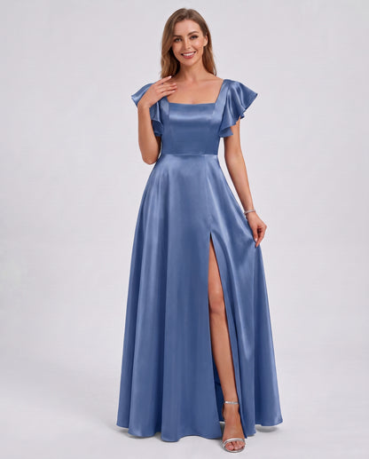 Satin Square Neck Maxi Dress