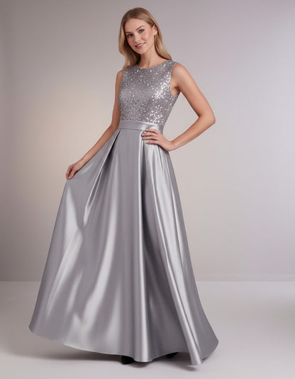 Sequin Pleated Ball Gown