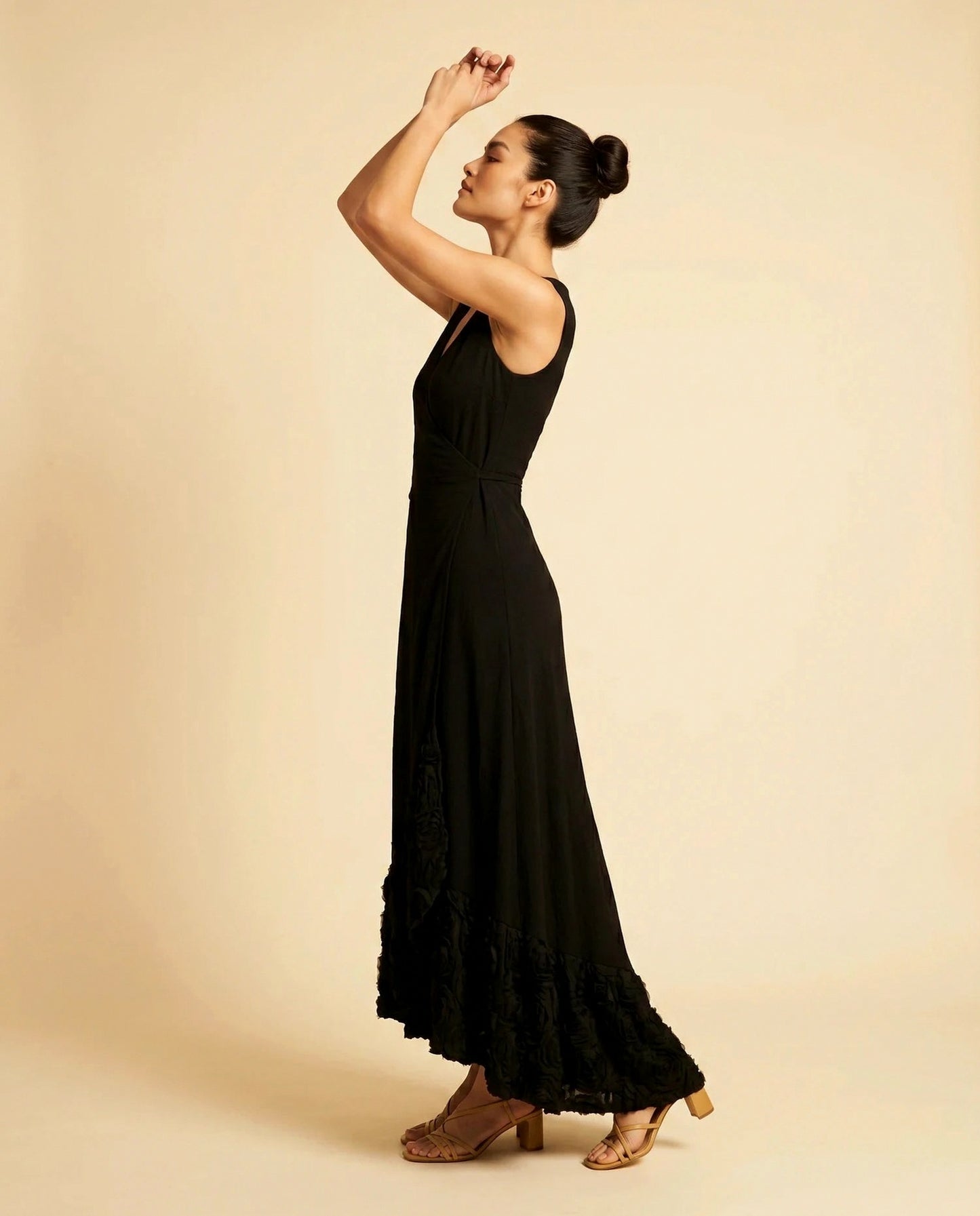 Chiffon Wrap Ruffle Hem Dress