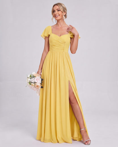 Chiffon Ruched Maxi Dress