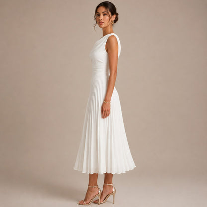 Cowl Neck Pleated Midi Dress