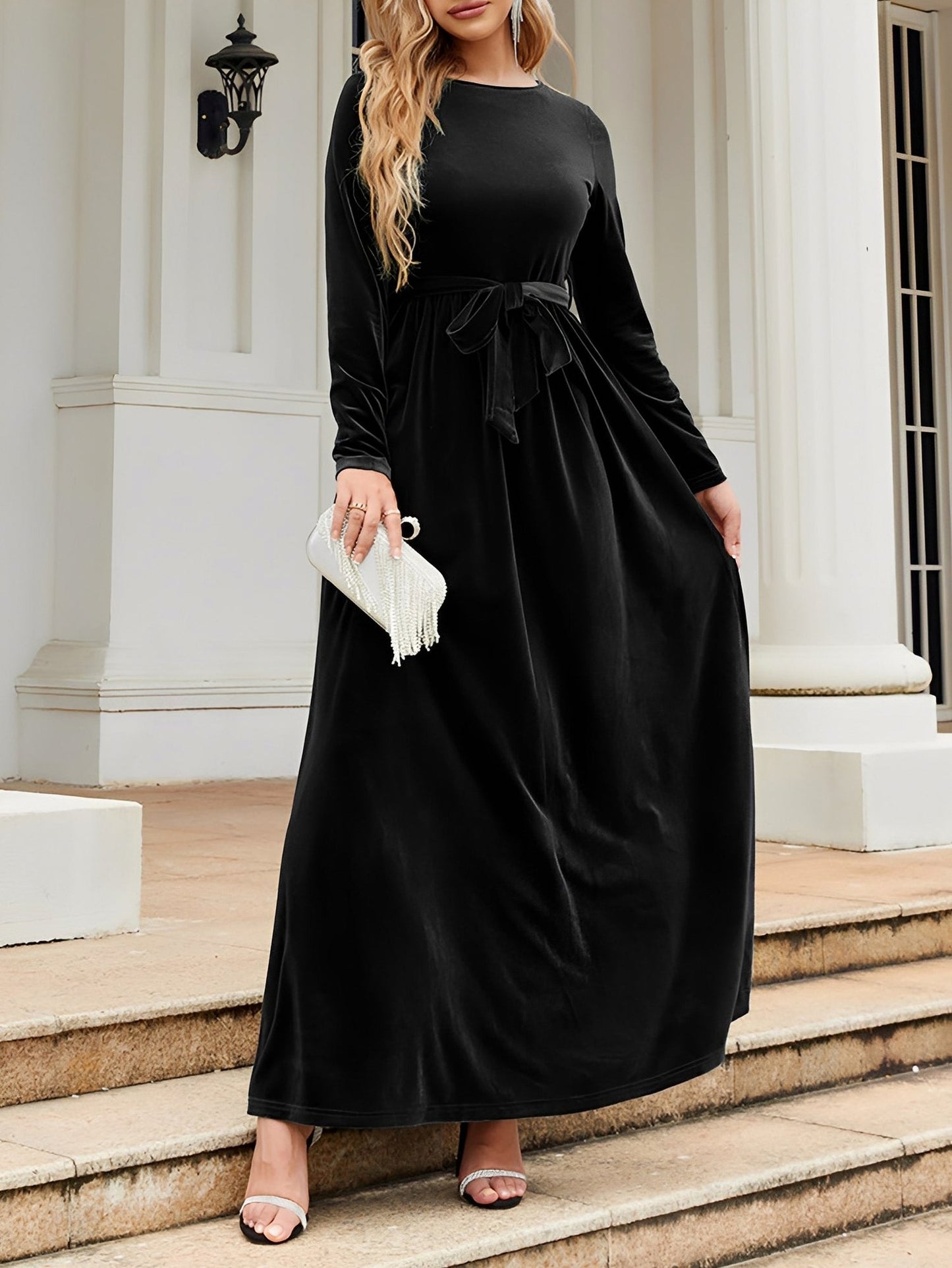 Velvet Long Sleeve Maxi Dress