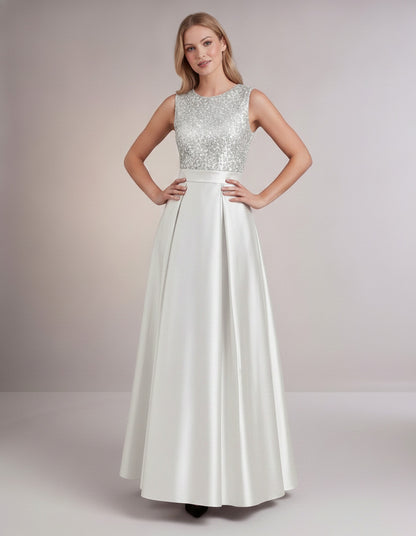 Sequin Pleated Ball Gown