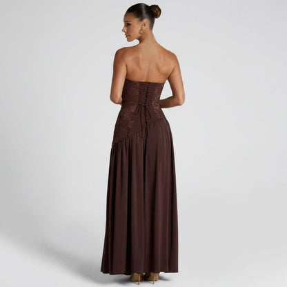 Corset Pleated Maxi Dress