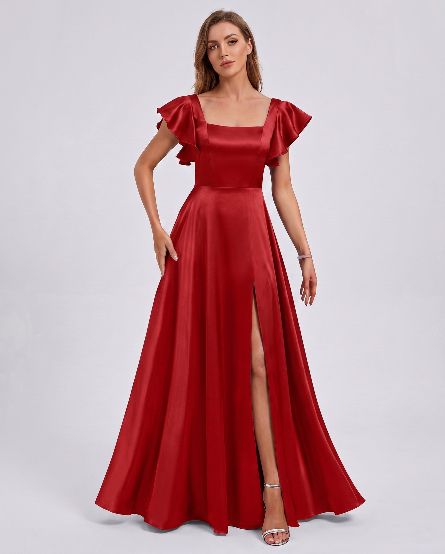 Satin Square Neck Maxi Dress