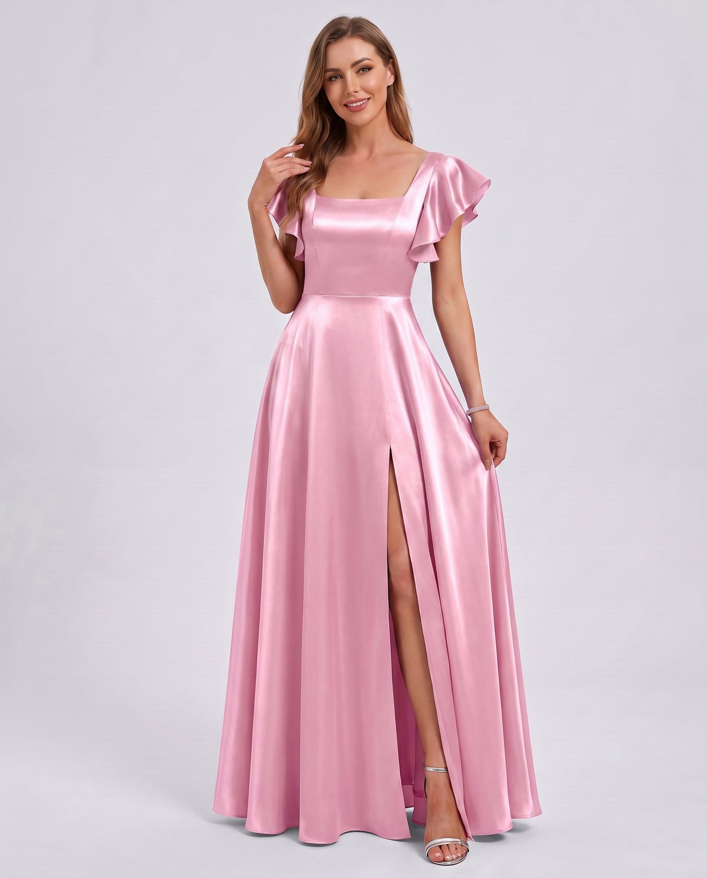Satin Square Neck Maxi Dress