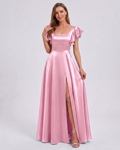 Satin Square Neck Maxi Dress