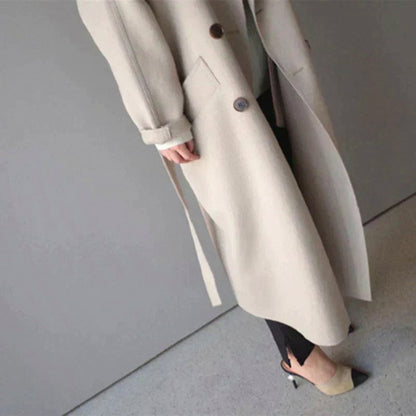 Double Breasted Belted Wool Coat