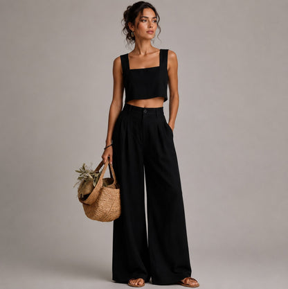 Pleated Wide Leg Pants