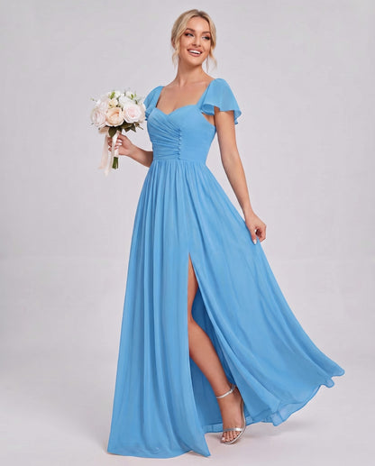 Chiffon Ruched Maxi Dress