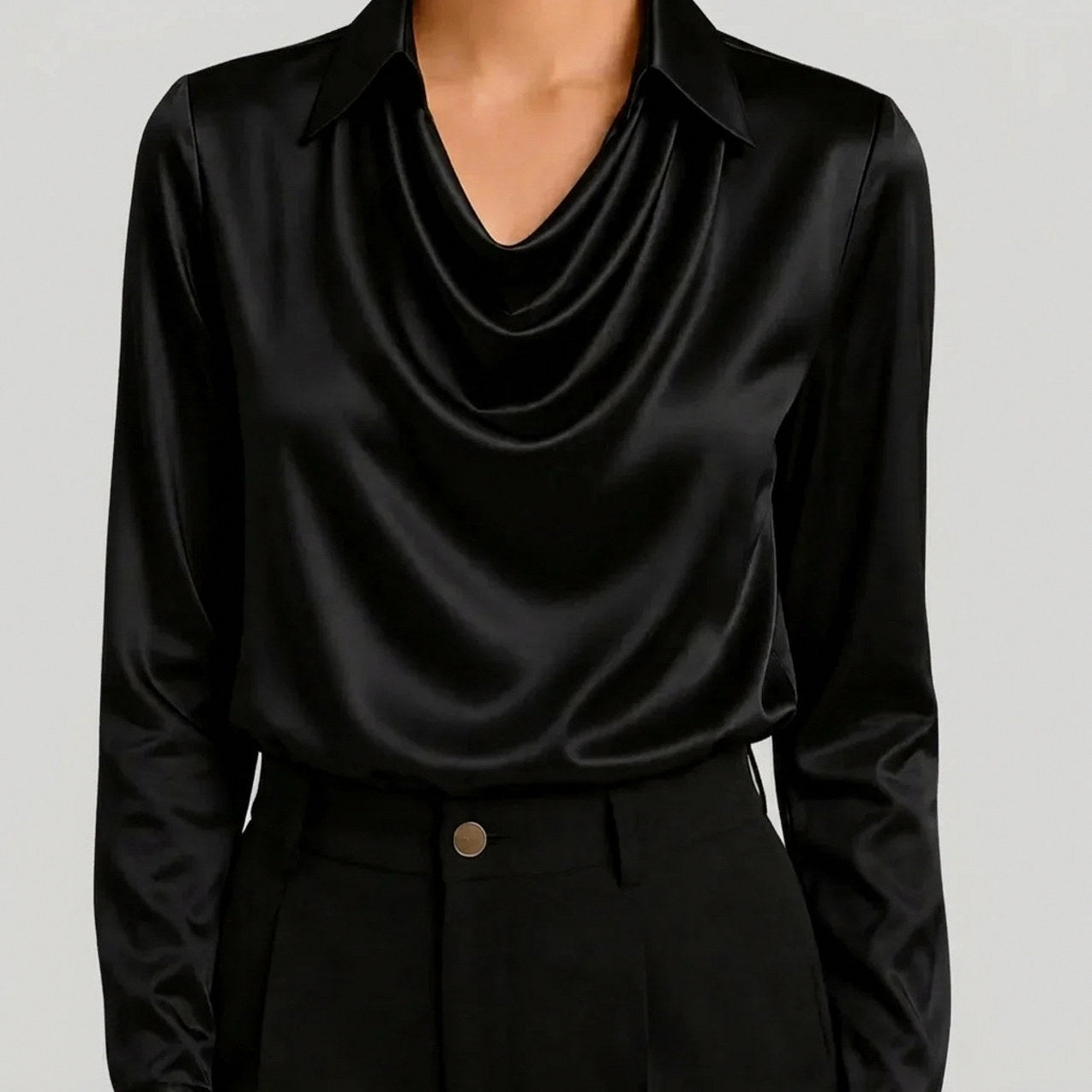 Satin Cowl Neck Blouse