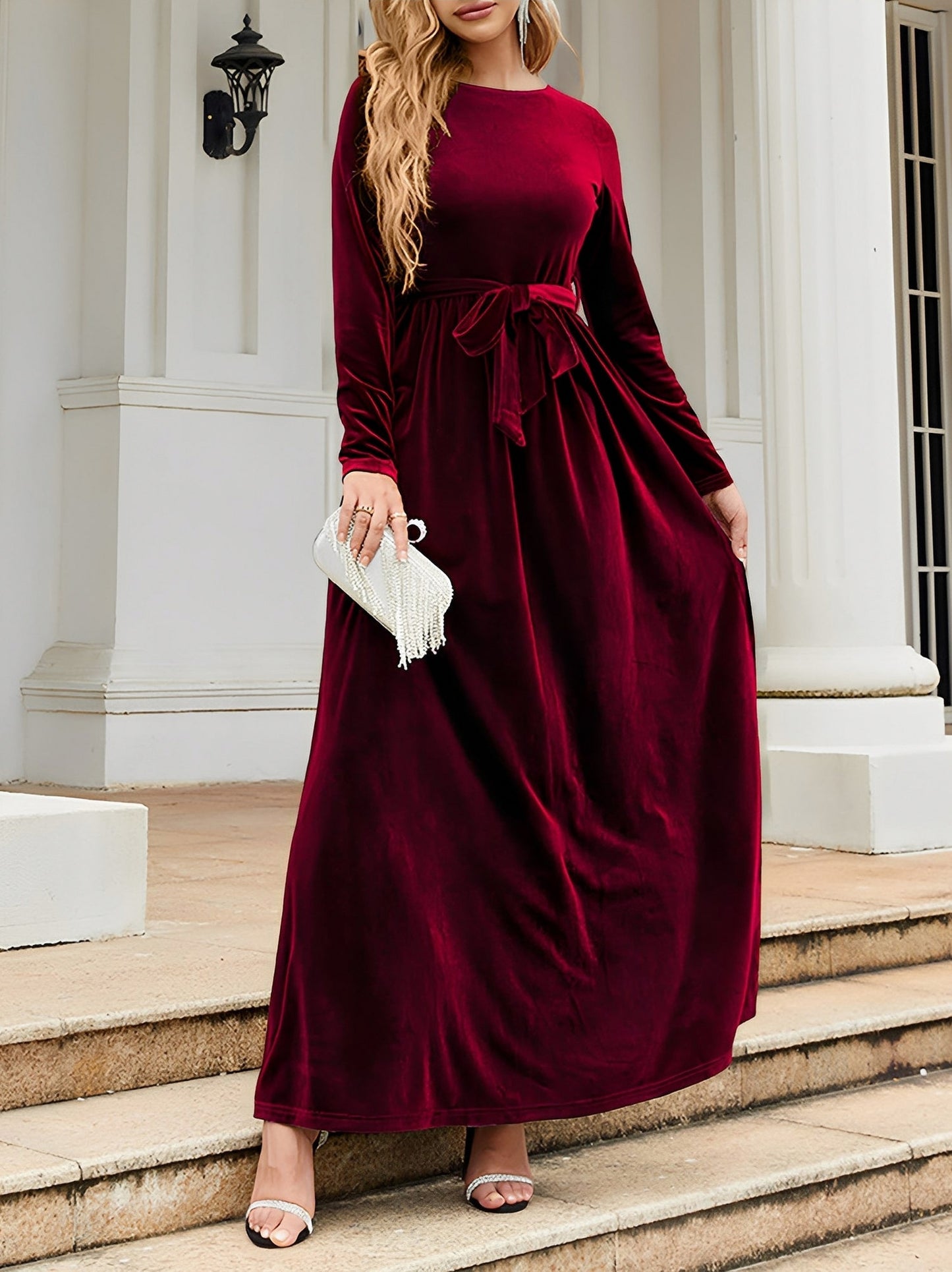 Velvet Long Sleeve Maxi Dress