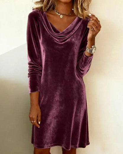 Velvet Cowl Neck Mini Dress