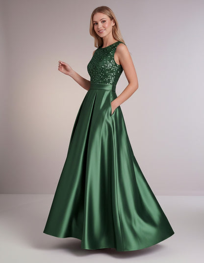 Sequin Pleated Ball Gown