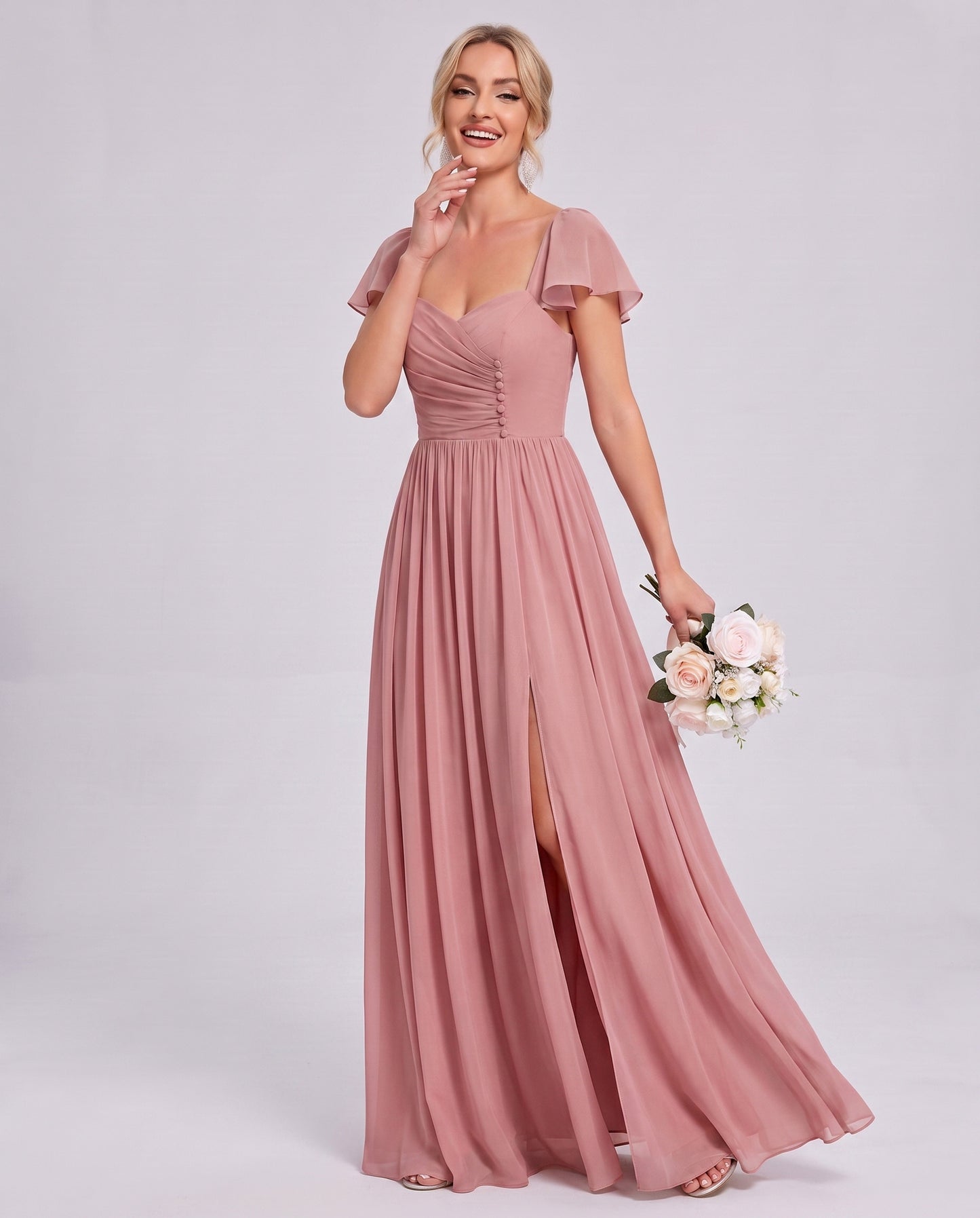 Chiffon Ruched Maxi Dress