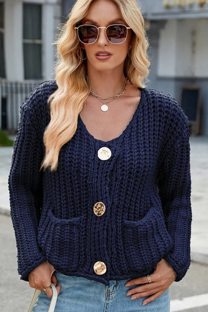 Chunky Knit Button Front Cardigan