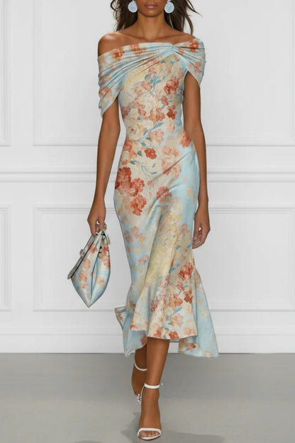 Floral Off Shoulder Midi Dress