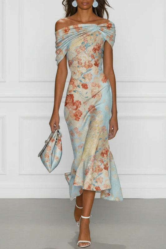 Floral Off Shoulder Midi Dress