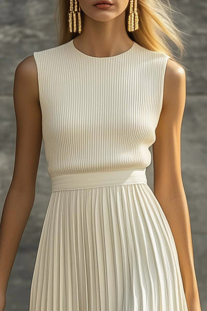 High Neck Pleated Maxi Dress