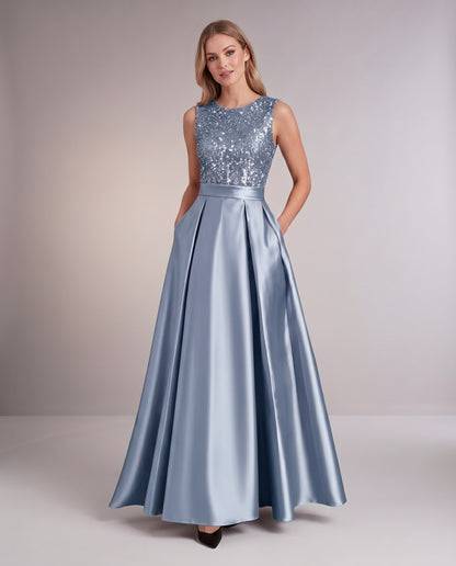 Sequin Pleated Ball Gown