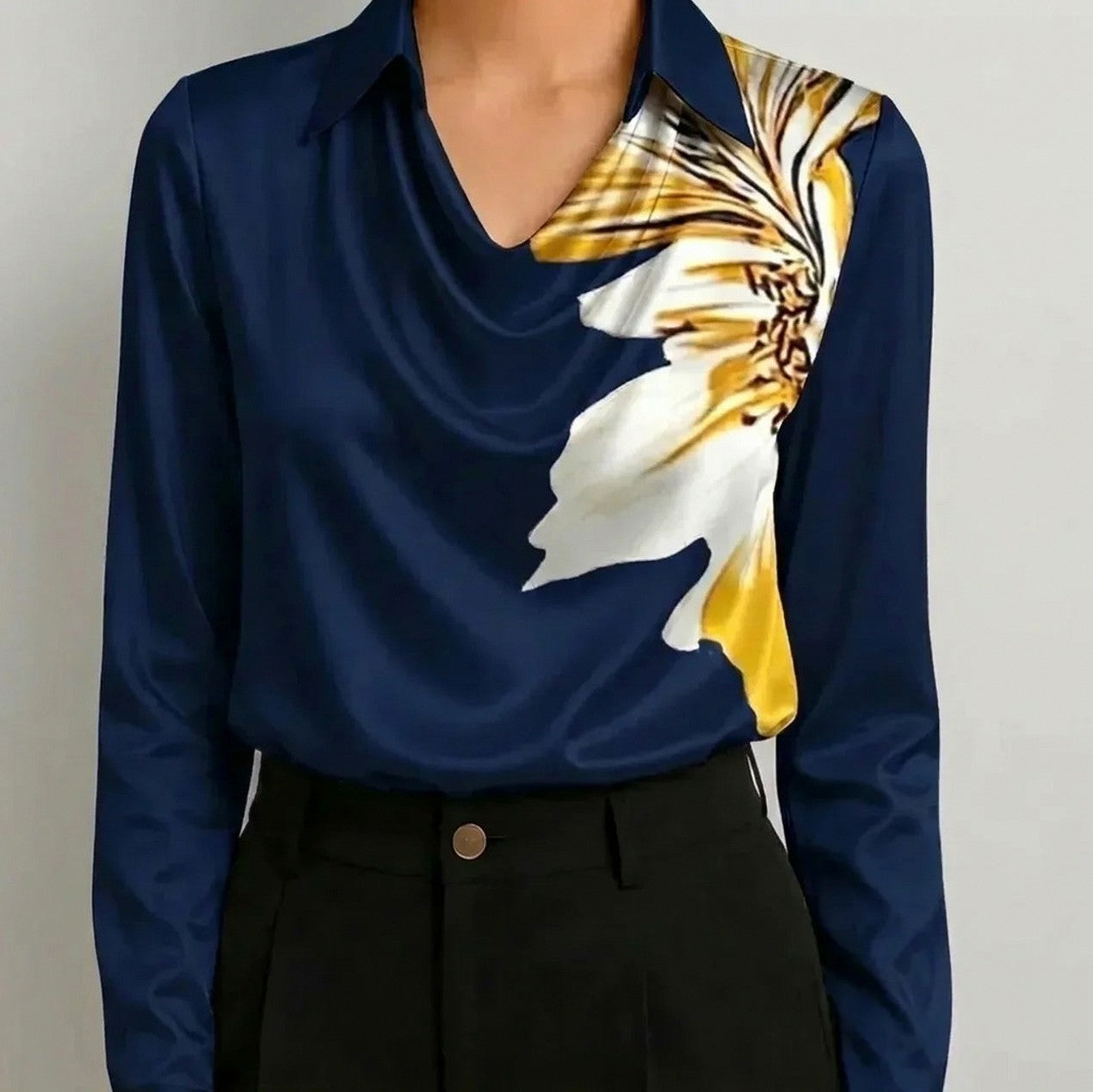Satin Cowl Neck Blouse