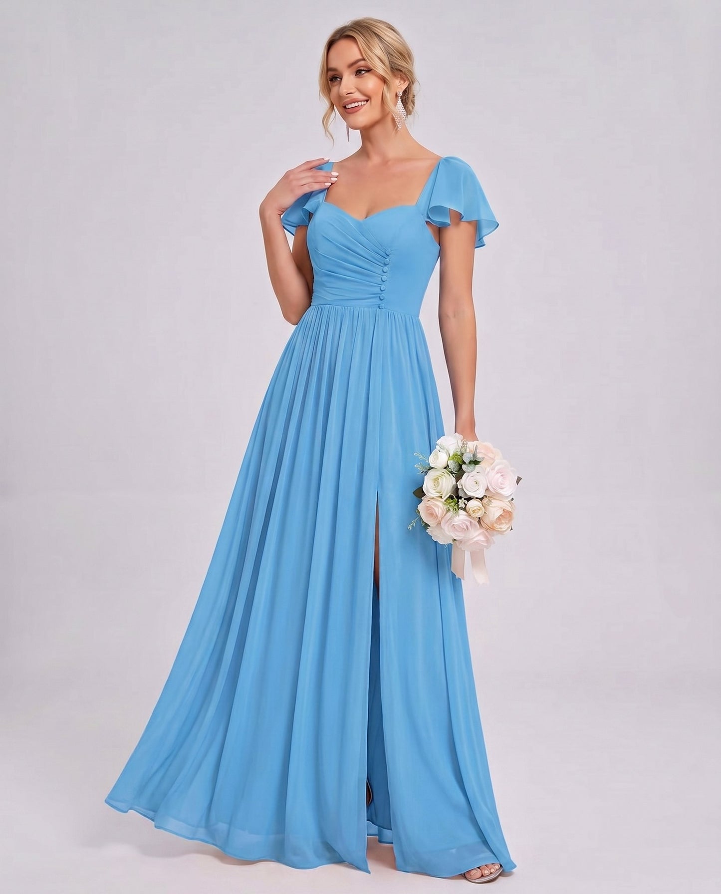 Chiffon Ruched Maxi Dress