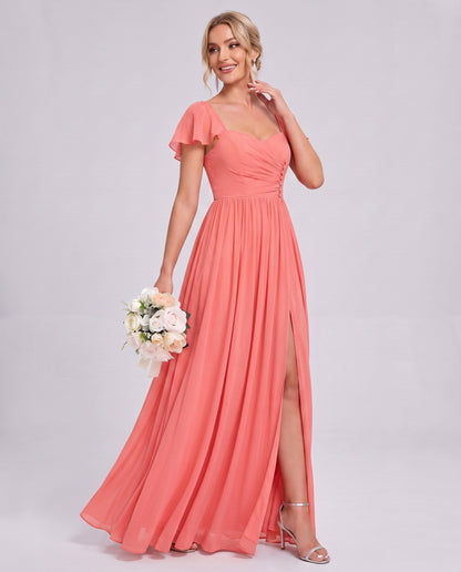 Chiffon Ruched Maxi Dress