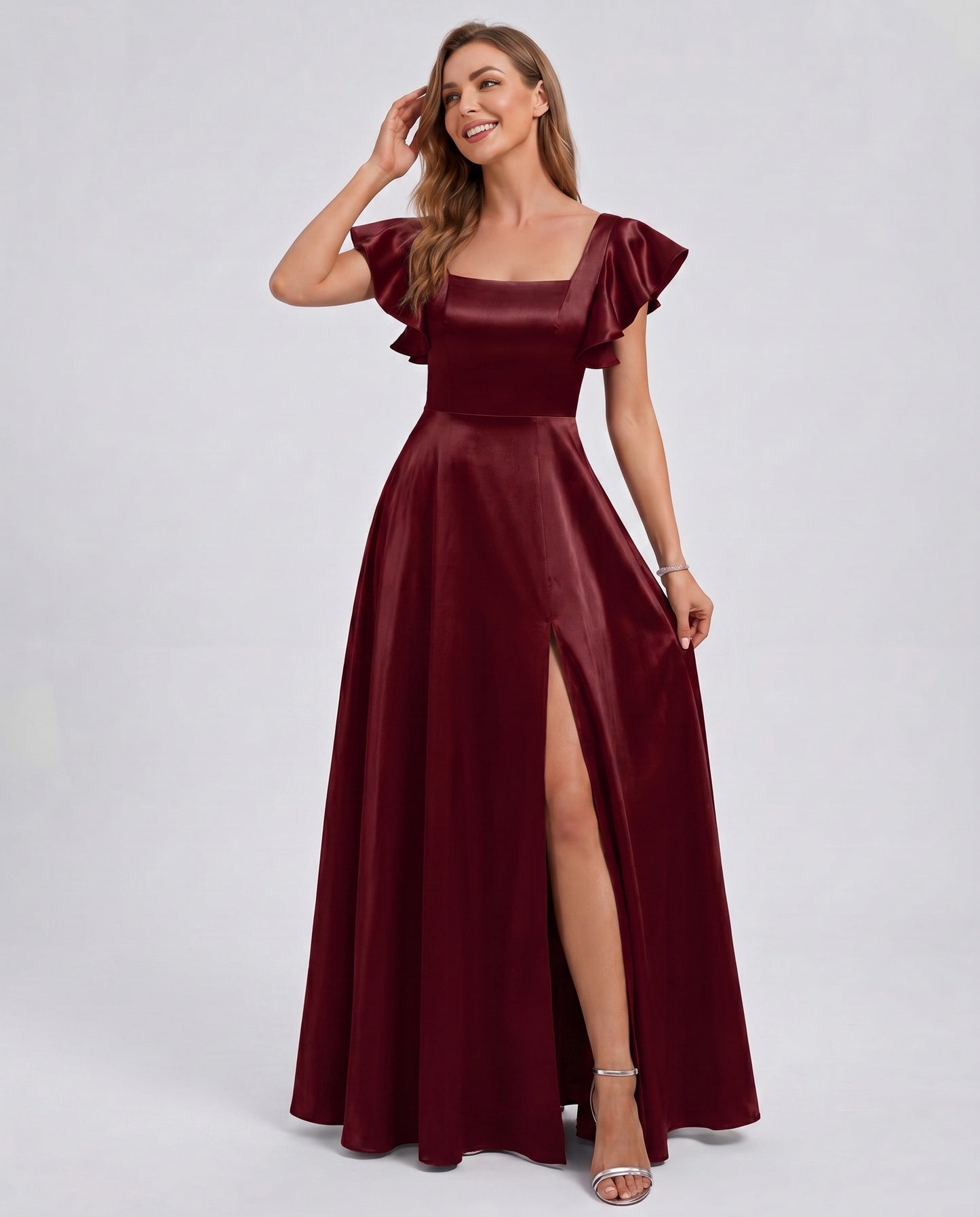 Satin Square Neck Maxi Dress