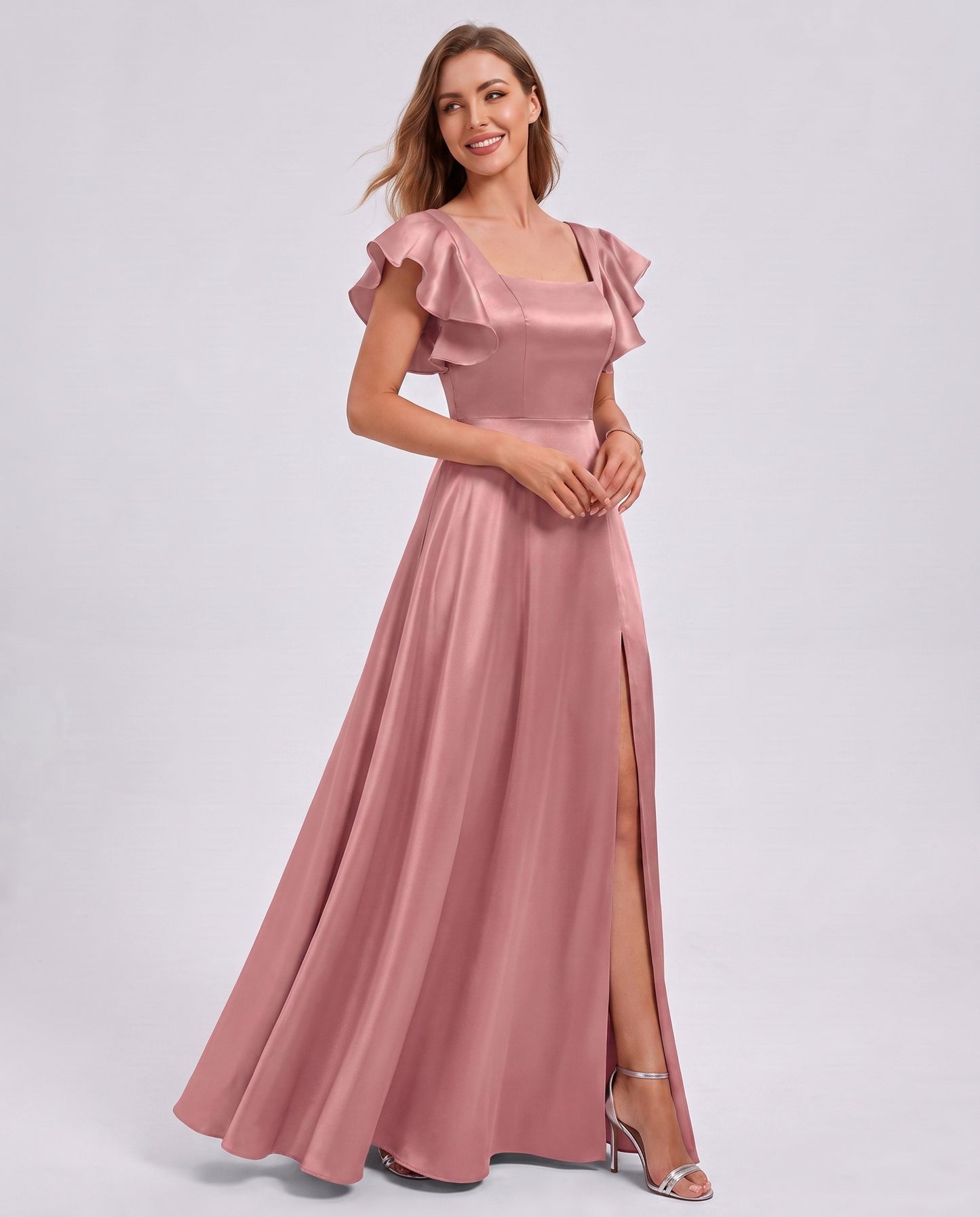Satin Square Neck Maxi Dress