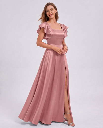 Satin Square Neck Maxi Dress